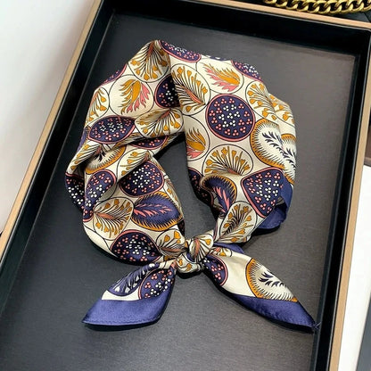 53cm Silk Printed Hijab Scarf for Women Silk Floral Print Small Scarf Fashionable and Versatile Scarf Neck Protector Hijab