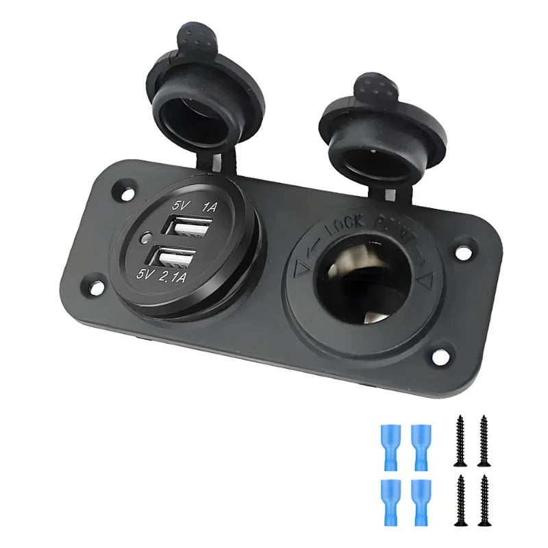 DIY 1/2/3 Holes Panel Waterproof Cigarette Lighter Socket Power Outlet Replacement Kits for Car Motorcycle Boat RV Truck 12V
