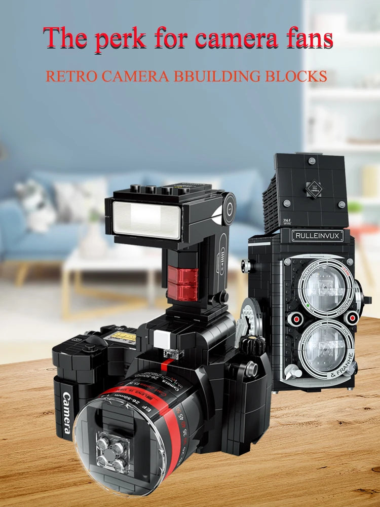 Classic Digital Camera Model Mini Brick Toys for Boys Adult Assembly Design Block Kits Classical Collection Projector Party Gift