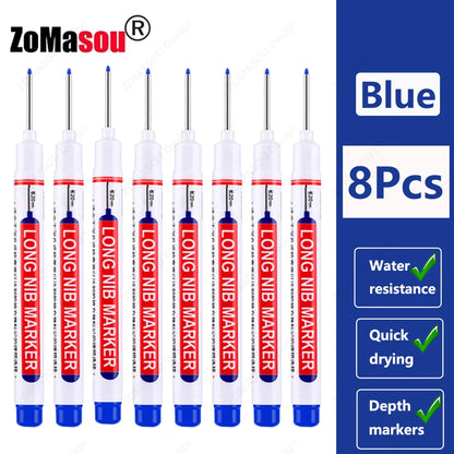1-100Pcs 2cm Waterproof Long Head Markers Deep Hole Marker Pen for Metal Carpenter Red/Black/Blue/Green Ink Woodworking Tools