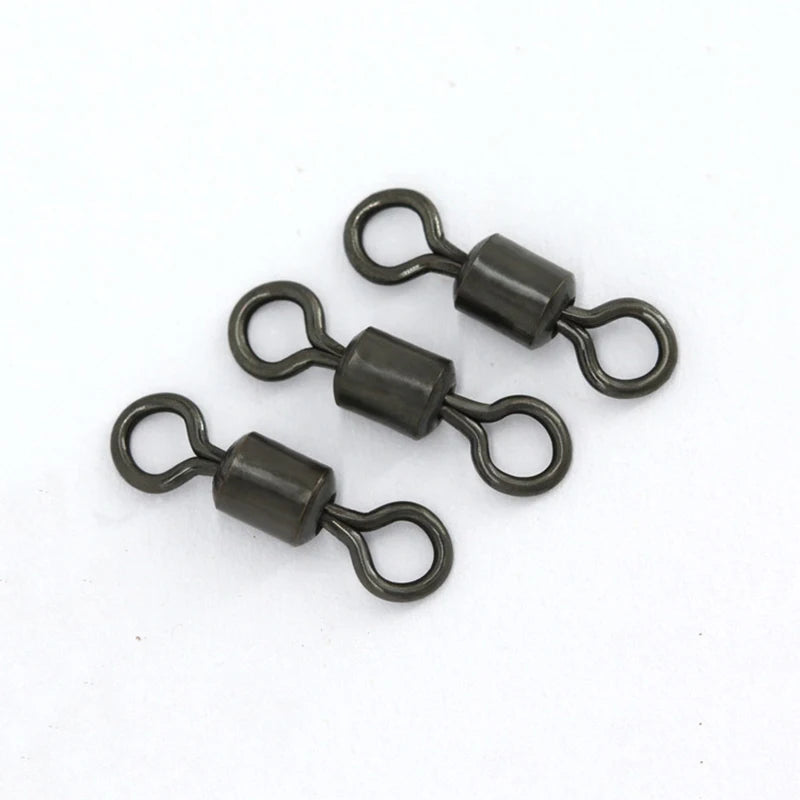 50Pcs Carp Fishing Swivel Rolling Barrel Snap Matte Black Lure Hook Line Connector Fishing Tackle Supplies Accessories Pesca