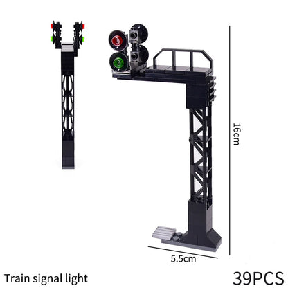 MOC City Train Building Block Train Track Corridor Elevating Rod Pedestrian Crossing Assembly Children's Toy Birthday Gift