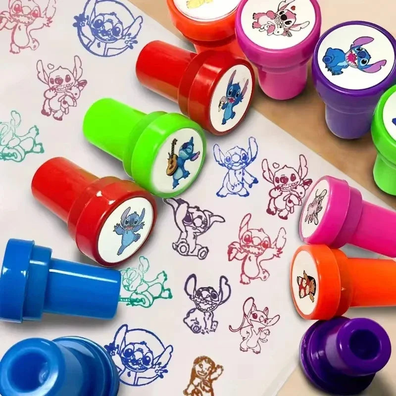 12PCS Cartoon Lilo & Stitch Seal Gift Stitch Cartoon Pattern Seal Kindergarten Rewards Stamps Christmas Gift