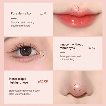 GECOMO 3D star eye double head silkworm pen, keep makeup lasting, waterproof and not easy to stain, brighten