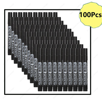 1-100Pcs Waterproof Oil-based Marker Pen Quick Dry Black Blue Red Ink Permanent for Metal Glass Stationery Art School Supply