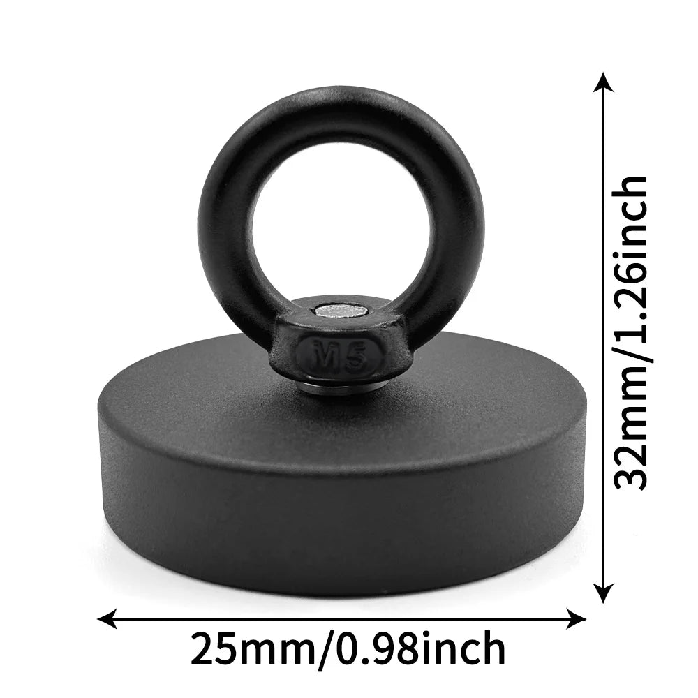 D16~D42mm Heavy Duty Neodymium Fishing Hook N52 Super Strong Rare Earth Magnet with Countersunk Hole Eyebolt Salvage