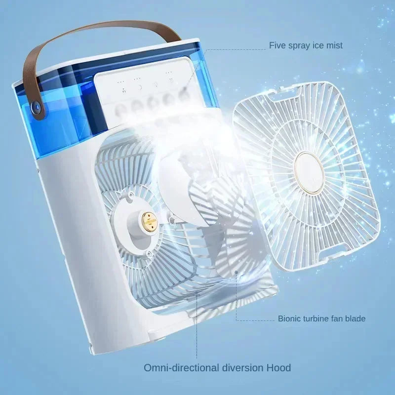 Lenovo 5 Holes Air Conditioner Fan USB Air Cooler Humidifier Water Portable Mist Spray LED Night Light Desktop Cooling Fan 2026
