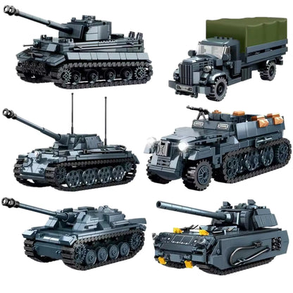 Military Army Soldiers World War Tank Armored Vehicle Model Assemble Building Blocks Bricks DIY Toys Gift