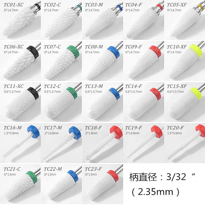 1/5pcs Ceramic Nail Drill Bits Milling Cutter Nail Files Grinding Head Electric Pedicure Manicure Polish Cuticle Clean Nail Tool
