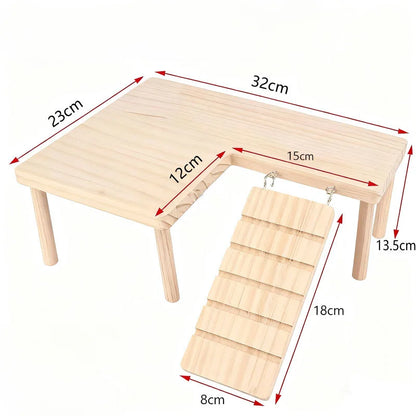 Hamster Wooden Play Platform Ladder Small Animal Climbing Stair Jumping Shelf Cage Toy for Dwarf Hamster Mice