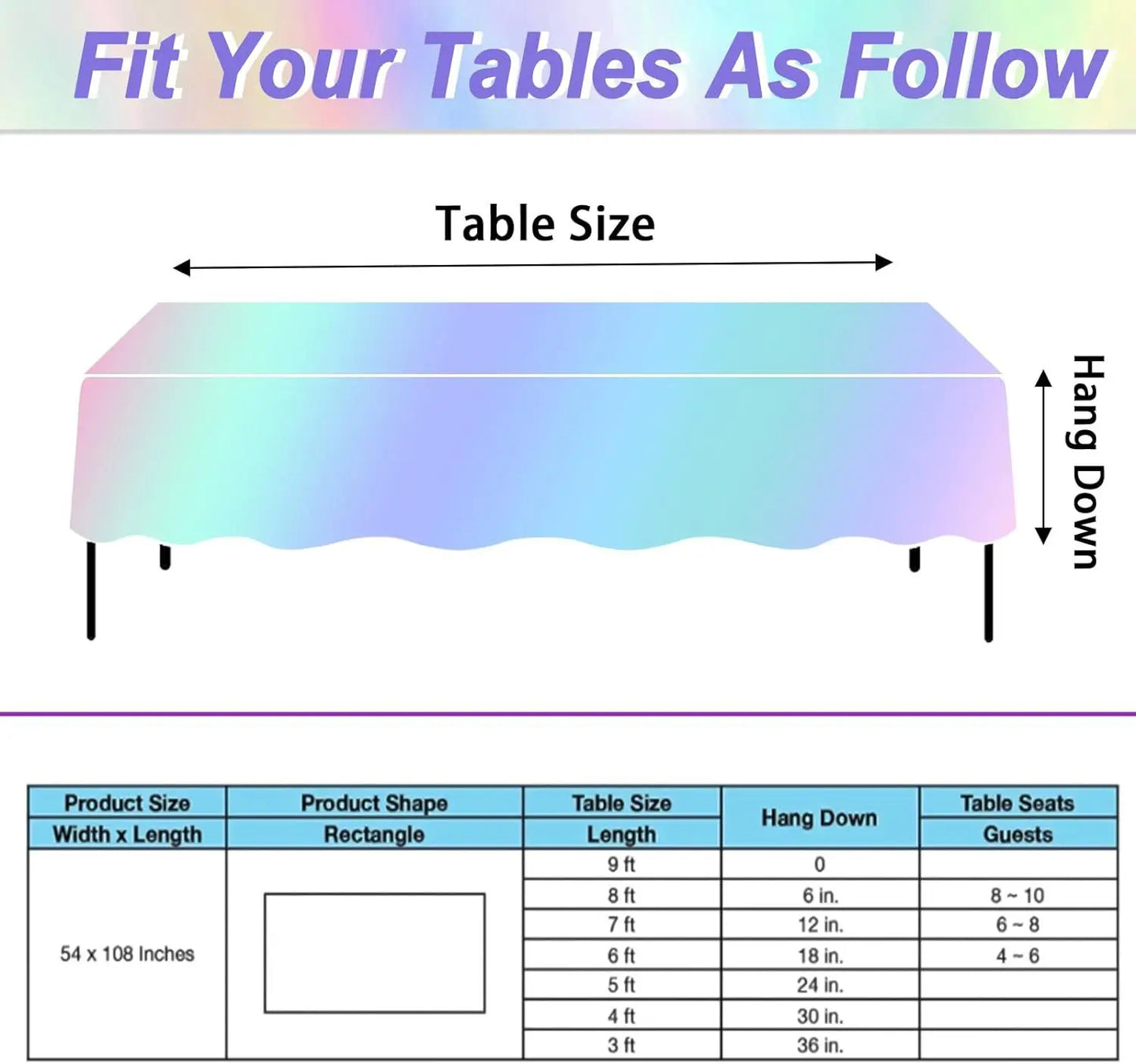 Tablecloth For Table Nappe De Table Tablecloth Birthday Iridescent Disco Party Decor Shiny Laser Holographic Disposable Covers