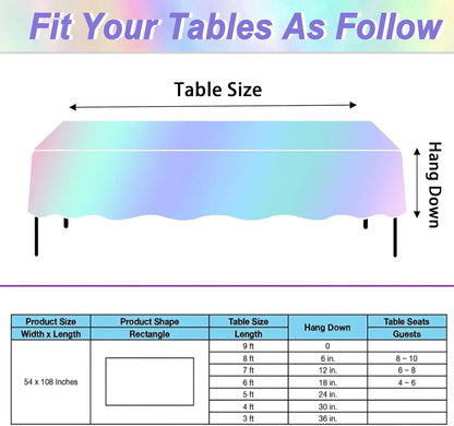 Tablecloth For Table Nappe De Table Tablecloth Birthday Iridescent Disco Party Decor Shiny Laser Holographic Disposable Covers