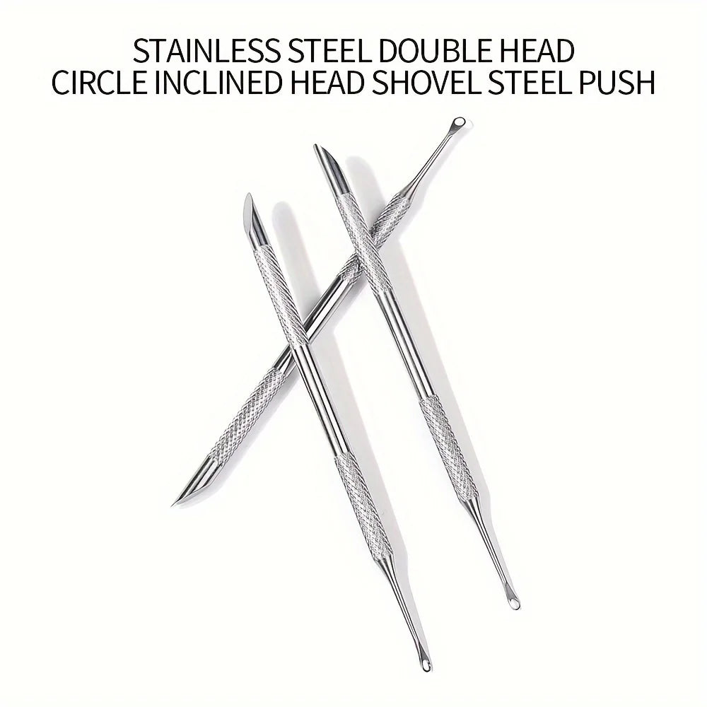 1/2pcs Stainless Steel Cuticle Pusher Nail Care Tool, Multifunctional Dead Light Beige Remover, Foot Pedicure and Manicure File