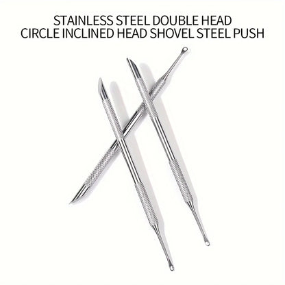 1/2pcs Stainless Steel Cuticle Pusher Nail Care Tool, Multifunctional Dead Light Beige Remover, Foot Pedicure and Manicure File
