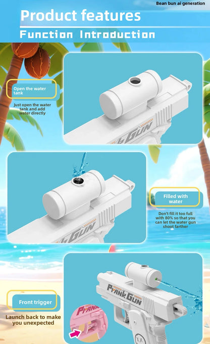 Two-Way Reverse Water Gun Prank Toys Mini Portable Squirt Gun for Kids Adults Summer Pool Beach Water Fight Stress Relief Gifts