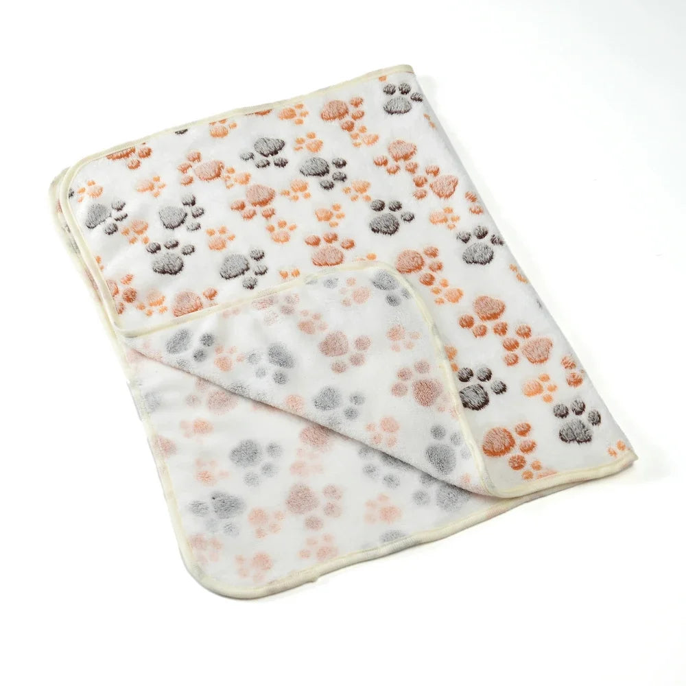 Warm Pet Cat Blanket Autumn Winter Cozy Thicken Fleece Kitten Footprint Bed Mat for Small Medium Big Cats Dog Chihuahua Supplies