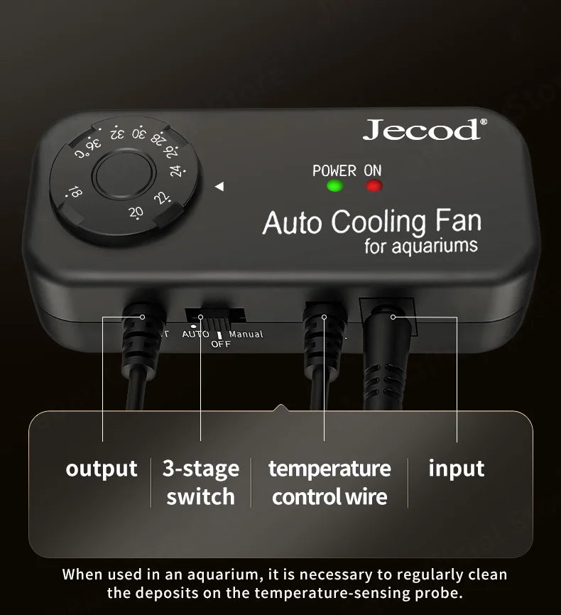 Jebao Jecod ACF Series Aquarium Cooling Fan - Mute Automatic Temperature Control Fan, 12V 3W