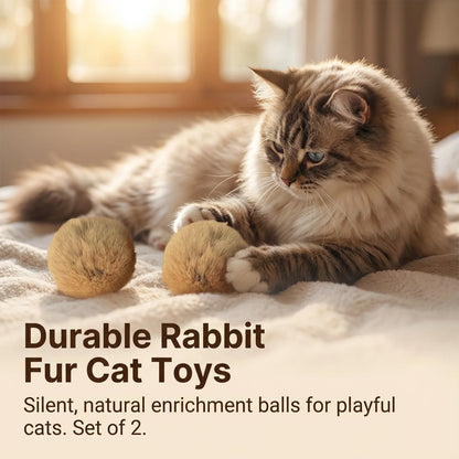 1/2/3/6pcs Rabbit Fur Ball Interactive Cat Toy Pet Product Containing Catnip Toy Ball Chasing Plush Toy Ball Cat Accessories 8cm