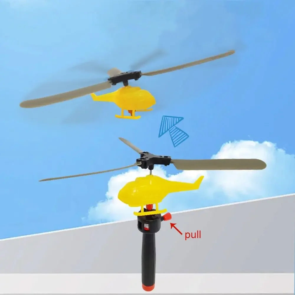 1/3/6 PCS Outdoor Sports Flying Toys Handle Pull Wire Planes Toys Flying Toy Helicopter, 360° Rotating Helicopter