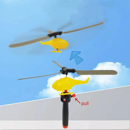 1/3/6 PCS Outdoor Sports Flying Toys Handle Pull Wire Planes Toys Flying Toy Helicopter, 360° Rotating Helicopter