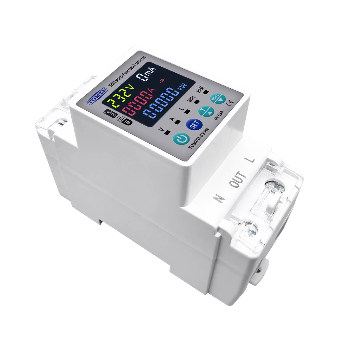 TOMZN 2P 63A 110V 220V Smart Life WIFI Switch kWh Metering Circuit Breaker Timer with voltage current and leakage protection