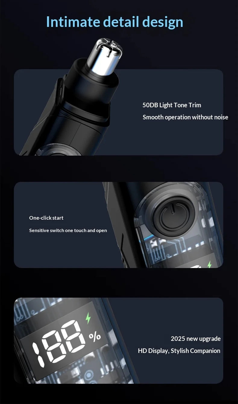 Portable Nose Ear Hair Trimmer Electric Clipper for Men Women Rechargeable Painless Hair Removal Kit