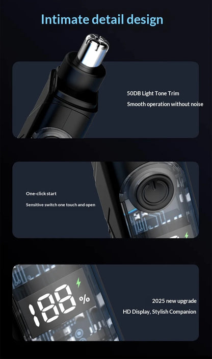 Portable Nose Ear Hair Trimmer Electric Clipper for Men Women Rechargeable Painless Hair Removal Kit