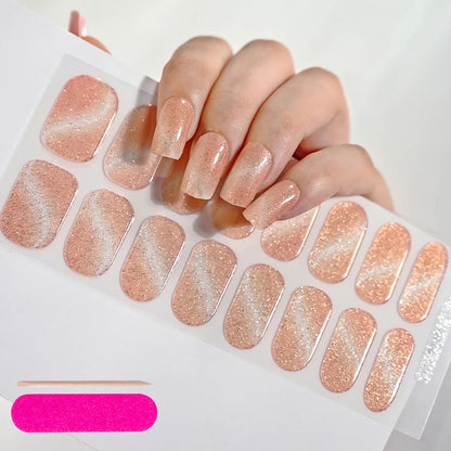 Semi Cured Wraps Fast Gel Nail Sticker Soild Nail Gel Wraps Adhesive Full Cover Gel Nail Decal UV Lamp Cured Manicure Decoration