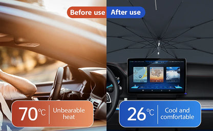 Car Umbrella Sunshade Windshield Front Cover Window Foldable Sun Shade Block Heat Portable Bent Parasol Auto Curved Model Shades