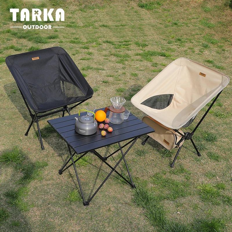 TARKA Foldable Camping Chairs Set Lightweight Folding Chair Ultralight Backpacking Moon Chairs for Garden Picnic Beach Fishing