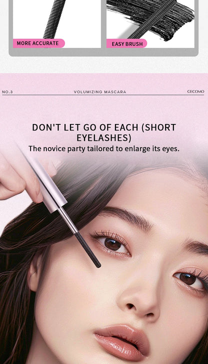 Long-lasting curling mascara Waterproof and sweat-proof Separates each lash Thick and voluminous Steel tube mascara