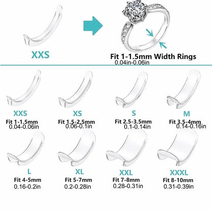 8 Sizes Silicone Invisible Clear Ring Size Adjuster Resizer Loose Rings Reducer Ring Sizer Fit Any Rings Jewelry Tools