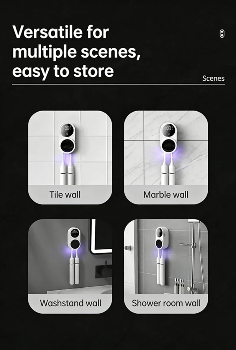 Mini Portable Rechargeable Travel Toothbrush Sterilizer Induction Switch with Charge Display Toothbrush Sterilizer Case