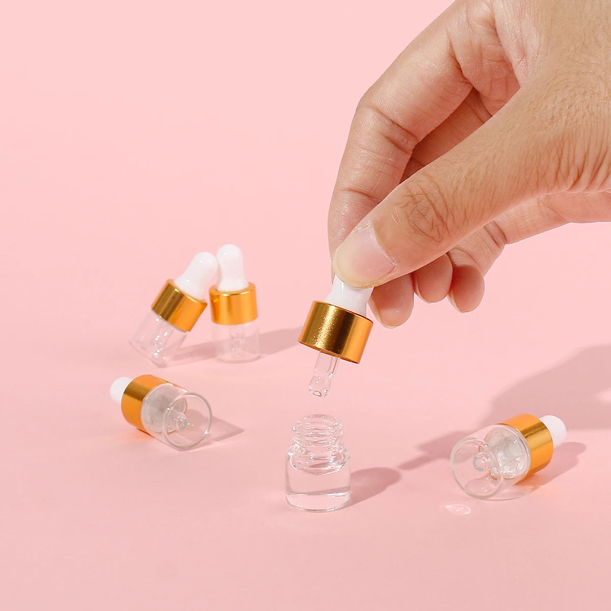 50pcs 1ml Clear Mini Glass Dropper Bottles Small with Glass Eye Dropper for Essential Oils Sample Traveling