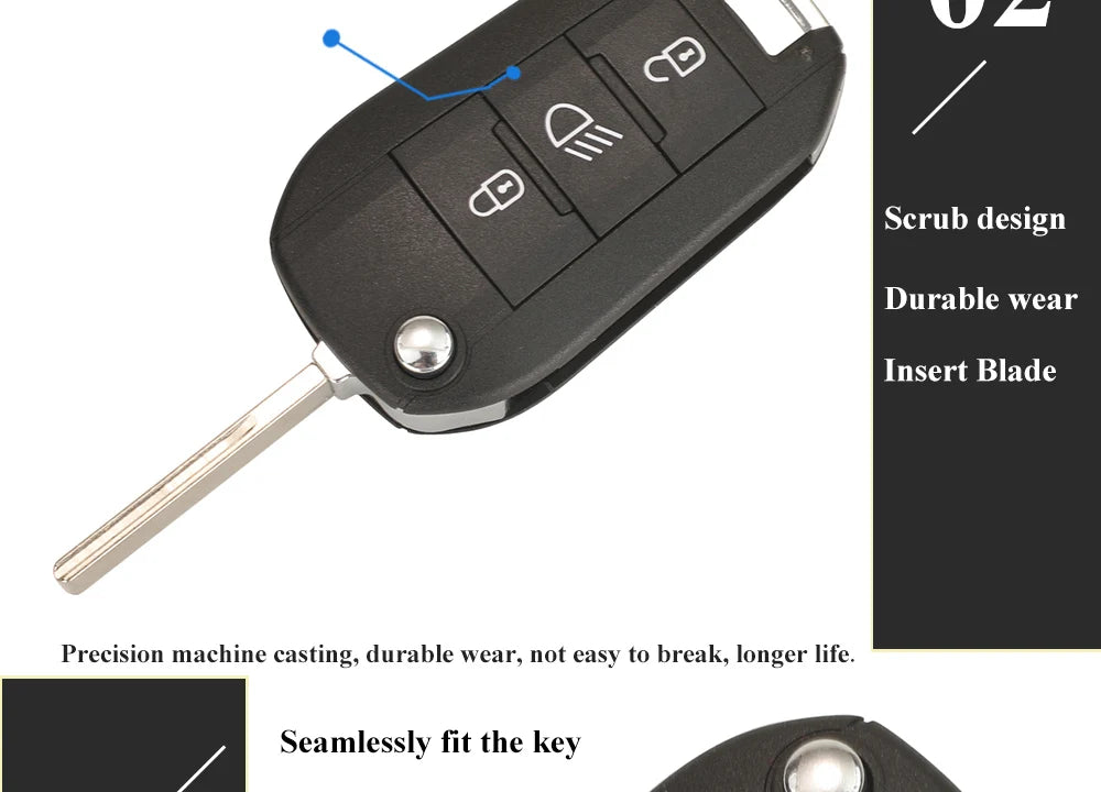 jingyuqin 433.92Mhz ID46-pcf7941 Car Remote Key 2/3 Buttons Fob For Peugeot 508 208 2008 301 308 5008 Citroen C-Elysee C4-Cactus