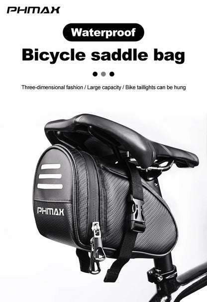 PHMAX Bike Saddle Bag Large Capacity MTB Bicycle Saddle Bag Waterproof Road Bike Rear Bag Riding Bicycle Accessories