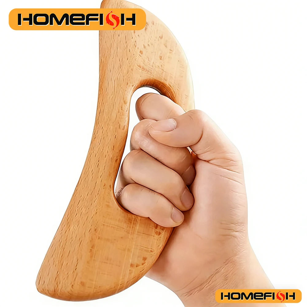 Wooden scraping therapy tools, scraping massage board, wooden half-moon-shaped scraping tools, body massage