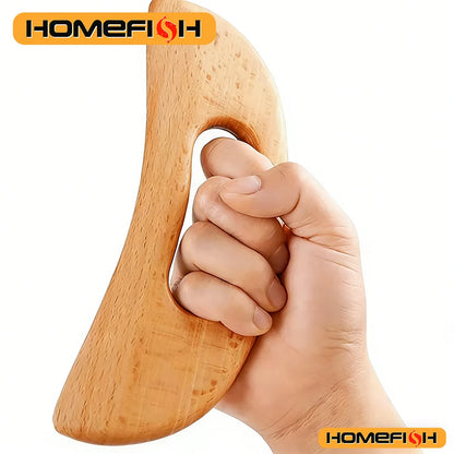 Wooden scraping therapy tools, scraping massage board, wooden half-moon-shaped scraping tools, body massage