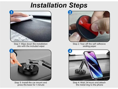 Foldable Universal Car Magnetic Holder Dashborad Alloy Magnetic Car Mount Smartphone Mobile Bracket For iPhone15 Samsung Xiaomi