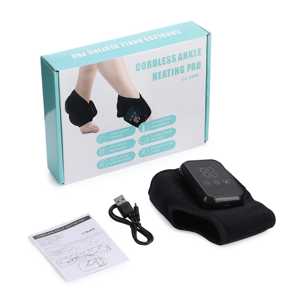 Cordless Heating Ankle Wrist Brace Vibration Massager Electric Hot Compress Massage Ankle Guard Wristband Hand Foot Protector