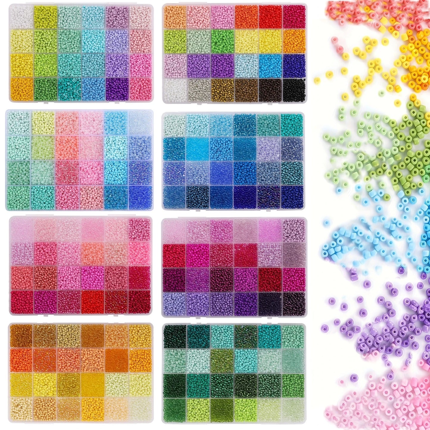 24 Grid 3mm Premium Glass Rice Beads Set 5200pcs Tiny Seed Beads Box Kit for Bracelet Necklaces Jewelry Making DIY Craft Beading