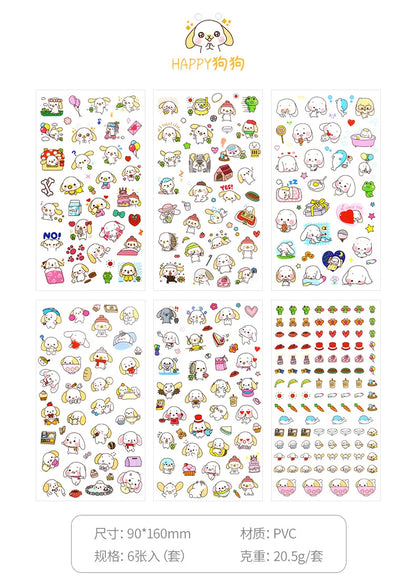 6Pcs/Lot Waterproof Cartoon Transparent Pvc Stickers DIY Hand Account Diary Decorative Stickers Kawaii Phone Cup Stickers