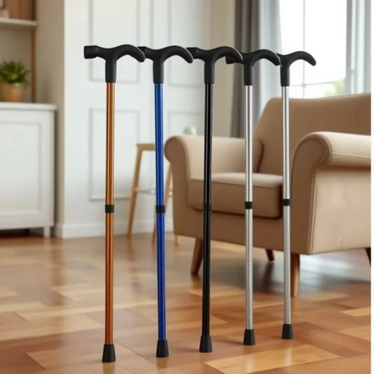 1PC 75-90cm Aluminum Alloy Adjustable Walking Stick 2 Section Stable Anti-Skid Crutch Old Man Hiking Cane Height