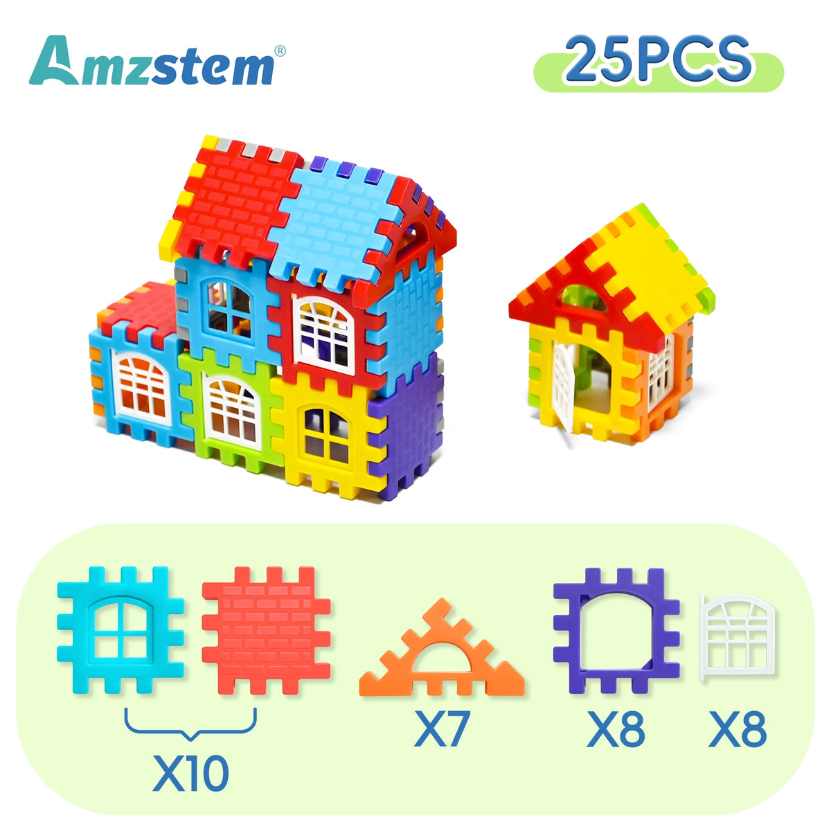 140-25PCS Large Scale House Building Blocks Simulation Window Design Construction Set Kindergarten Toys For Boys And Girls Gift