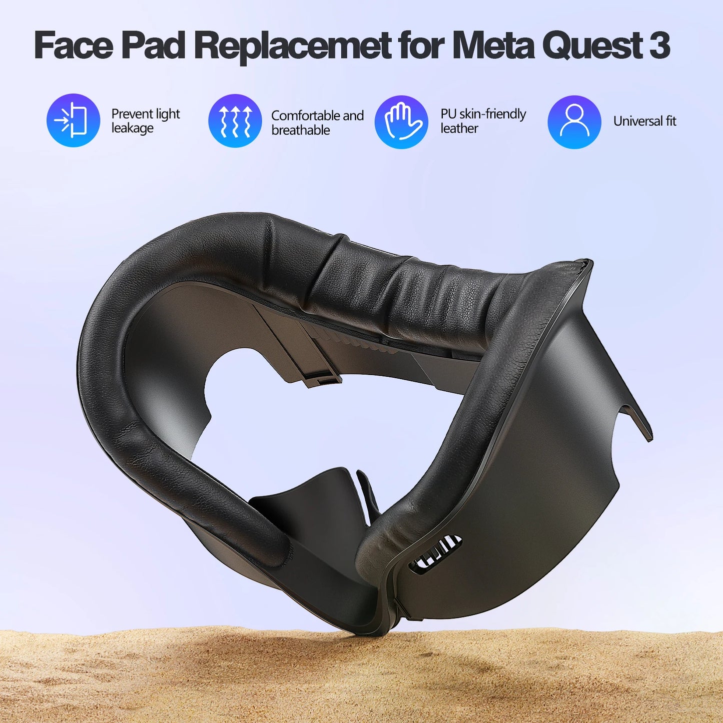 HUADAI design Face Cushion Pad Compatible with Quest 2/Quest 3/Quest 3S Accessories , with Glasses Spacer Air-Circulation Design