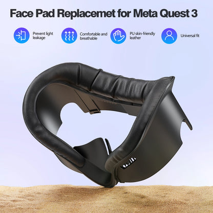 HUADAI design Face Cushion Pad Compatible with Quest 2/Quest 3/Quest 3S Accessories , with Glasses Spacer Air-Circulation Design