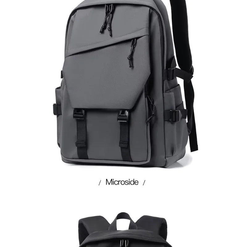 One 15 Inch Polyester Waterproof Solid Color Simple Men's Backpack Fashion Couple Student Computer Backpack