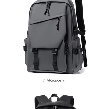 One 15 Inch Polyester Waterproof Solid Color Simple Men's Backpack Fashion Couple Student Computer Backpack