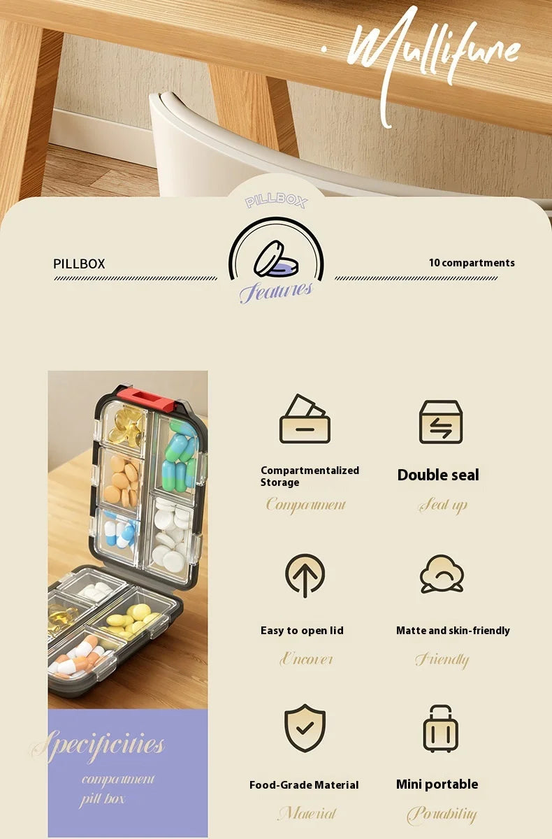 Tcare Travel Pill Organizer Moisture Proof Pills Box for Pocket Purse Daily Pill Case Portable Medicine Vitamin Holder Container