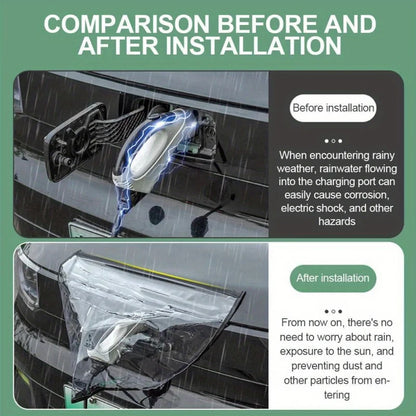 Waterproof Dustproof EV Charging Port Cover, Universal Fit for All Tesla/Nissan/Ford EV & PHEV, Anti-Snow Rain Ice Protection